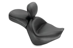 Kawasaki Vulcan 900 Classic One-Piece Motorcycle Seat - Mustang Motorcycle - 1PC Seat w/Driver Backrest - Black - `06-`21